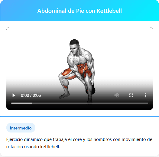 Abdominal de pie con kettlebell