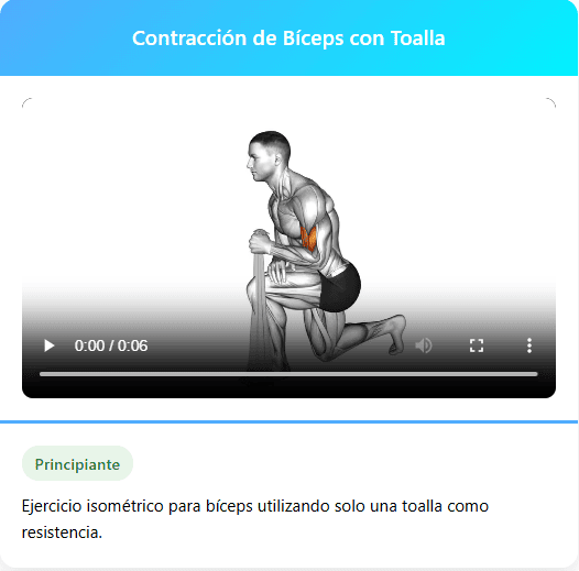 Contraccion de biceps con toalla